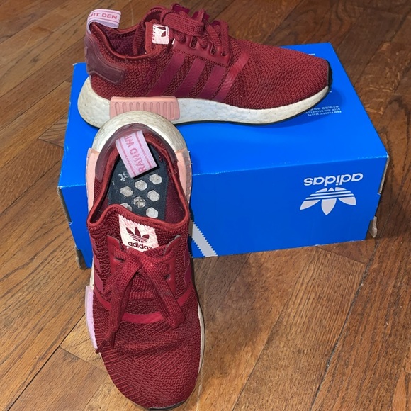 •ADIDAS•BURGUNDY COLLEGIATE ORIGINAL NMD_R1 SNEAKERS SIZE 6 WITH BOX. VGUC - Picture 6 of 10